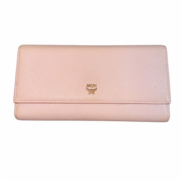 MCM Soft Pink Saffiano Leather Continental Flap Wallet - Gold Hardware - Picture 2 of 8